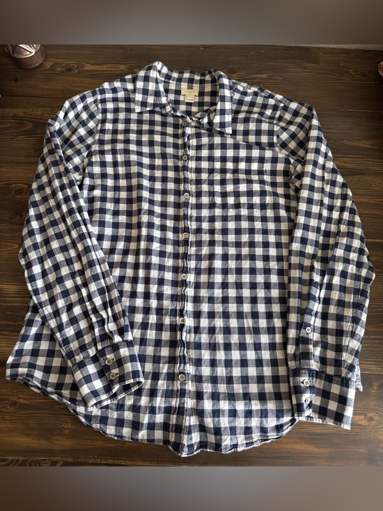 J. Crew Tops - Women’s Navy and White Check Button-Up Shirt